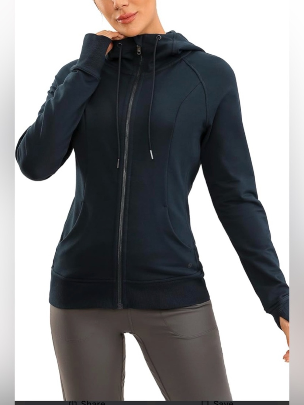 CRZ YOGA Women Full Zip Hoodie Jacket Sportswear Hooded Workout Run Zip Pockets